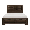 Chesky Queen Bookcase Bed with Footboard Storage in Warm Espresso 1753-1*