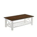 VESTA COFFEE TABLE & 2 END TABLE SET-TWO TONE CREME/BROWN - Winder Mattress & Furniture