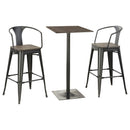 Cavalier 3-piece Square Bar Table Set Dark Elm and Black