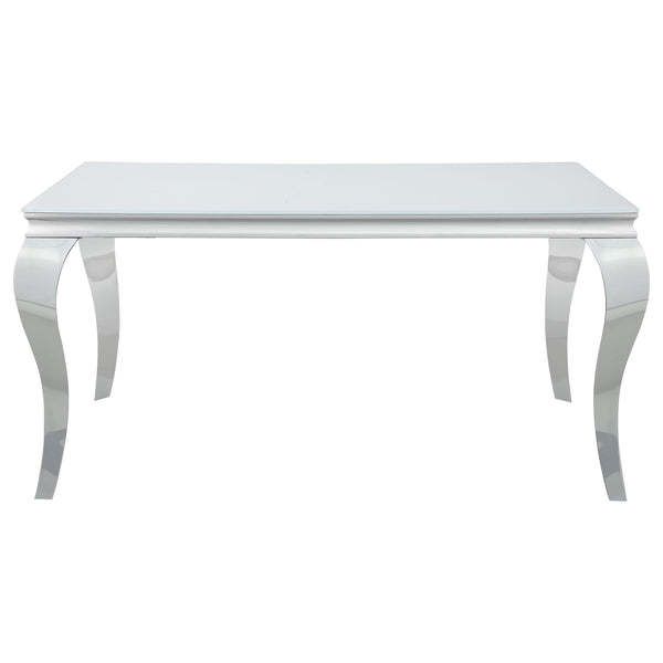 Carone Rectangular Glass Top Dining Table White and Chrome image