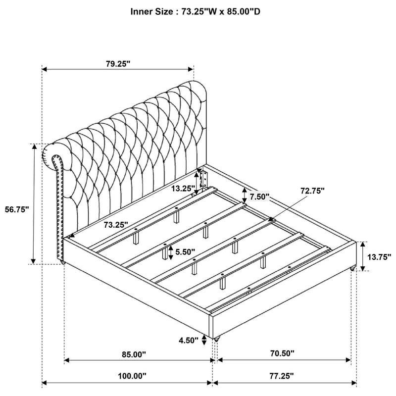 Devon California King, Full, Eastren King, & Queen Bed