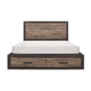 Miter Queen Platform Bed with Footboard Storage in Rustin Mahogany & Dark Ebony 1762-1*