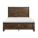 Jerrick King Sleigh Platform Bed with Footboard Storage in Burnished Brown 1957K-1EK*
