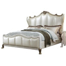 Acme Furniture Dresden II King Bed in Pearl White PU & Gold Patina 27817EK - Winder Mattress & Furniture