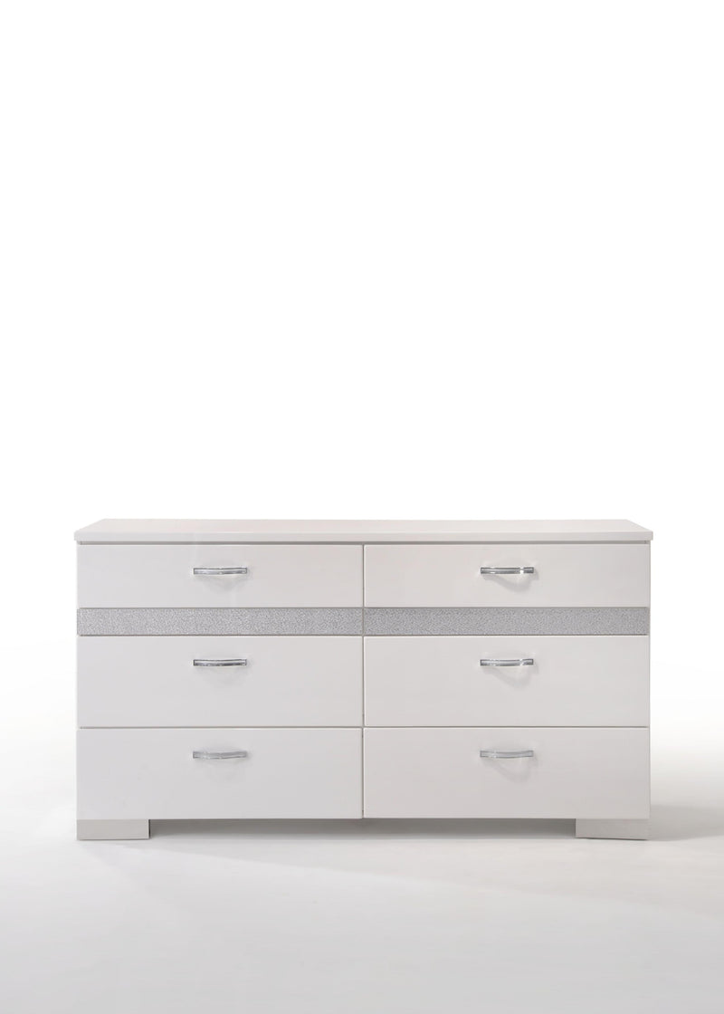 white glossy dresser Buylateral Zuri Six Drawer Chest With eight spacious drawers Modern 7-Drawer Glossy White Dresser,