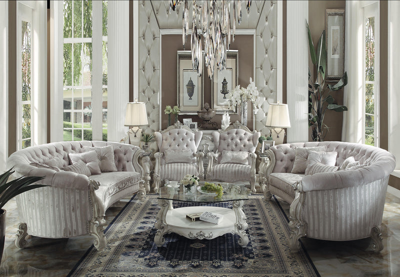 Versailles Ivory Velvet & Bone White Sofa w/5 Pillows image