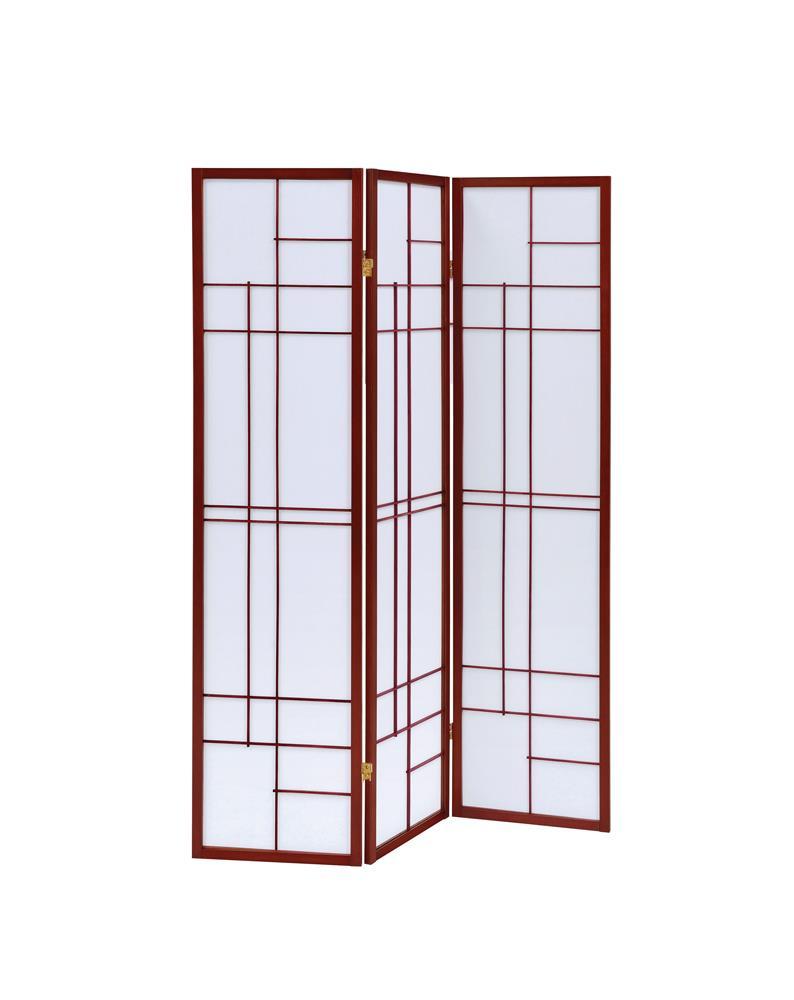 Katerina 3-panel Folding Floor Screen White and Cherry