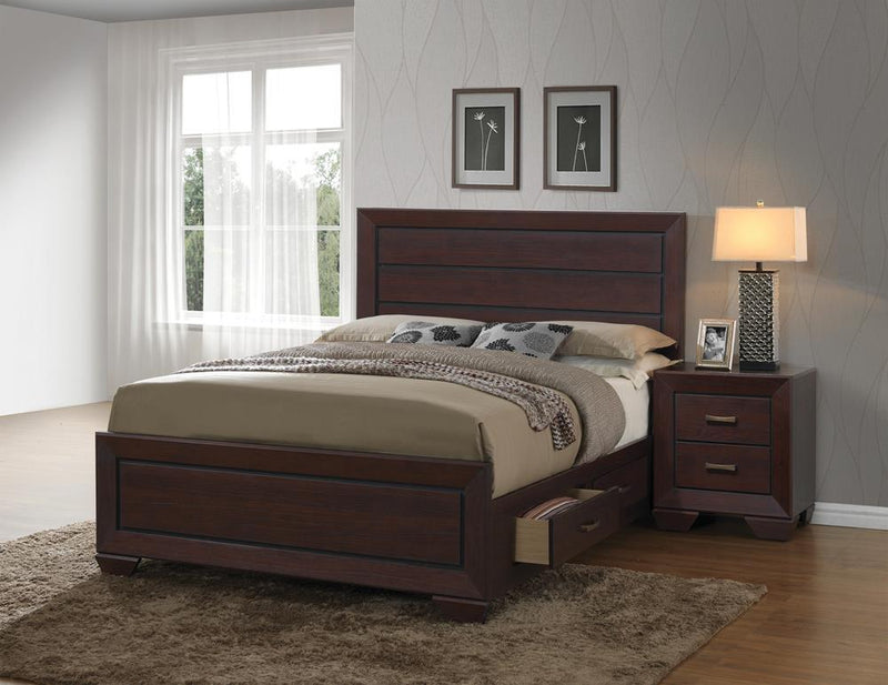 Kauffman Eastern King Storage Bed Dark Cocoa