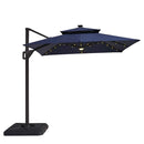 Xico 8 Ft Square Umbrella w/ Double Top w/ LED Light + 37" Large Base - Winder Mattress & Furniture