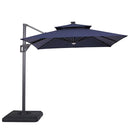 Xico 8 Ft Square Umbrella w/ Double Top w/ LED Light + 37" Large Base - Winder Mattress & Furniture