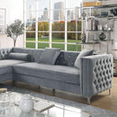 Amie Glam Gray & Black Sectional w/Storage - Winder Mattress & Furniture