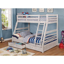 California III Wire-Brushed White Twin/Full Bunk Bed w/ 2 Drawers