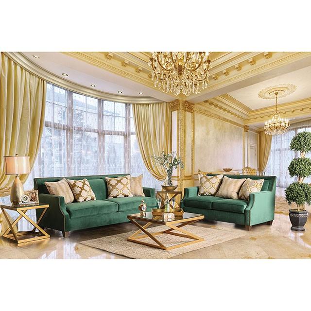 VERDANTE Emerald Green/Gold Sofa