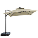 Sano 10 Ft Square Umbrella w/ Double Top w/ LED Light + 37" Large Base - Winder Mattress & Furniture