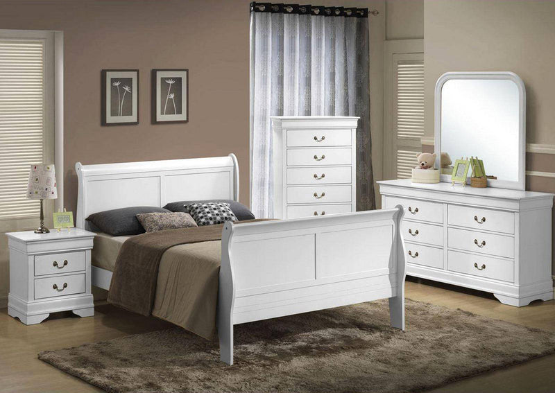 Galaxy Home Louis Phillipe Full Sleigh Bed in White GHF-808857887658 - Winder Mattress & Furniture