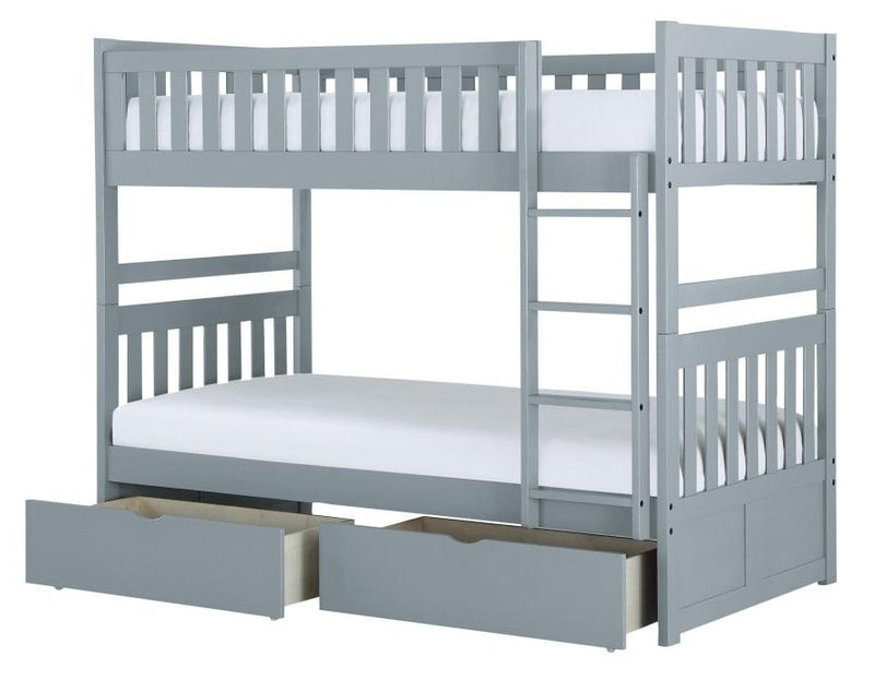 Orion Twin/Twin Bunk Bed with Storage Boxes in Gray B2063-1*T