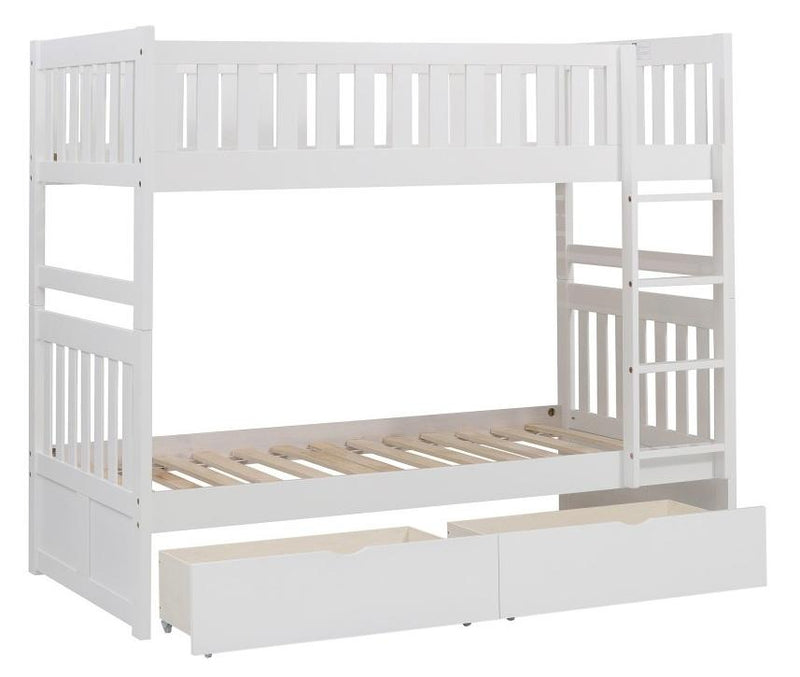 Galen Twin/Twin Bunk Bed w/ Storage Boxes in White B2053W-1*T