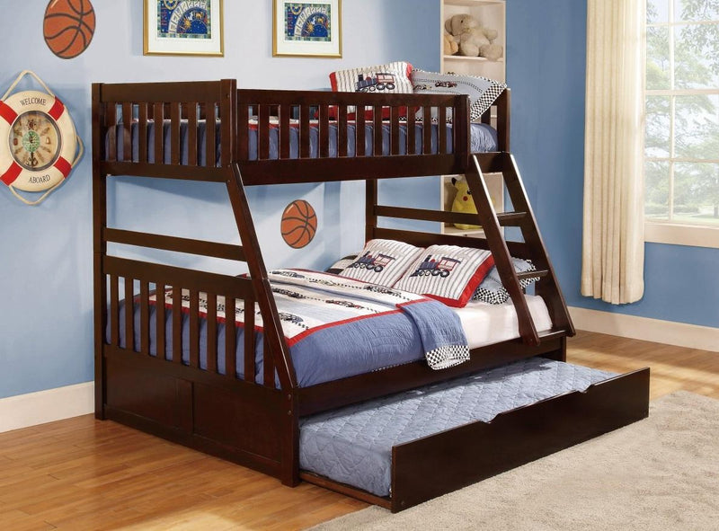 Rowe Twin/Full Bunk Bed w/ Trundle in Dark Cherry B2013TFDC-1*T