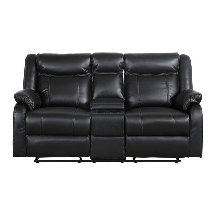 Jude Double Glider Recliner Loveseat in Black 8201BLK-2 image