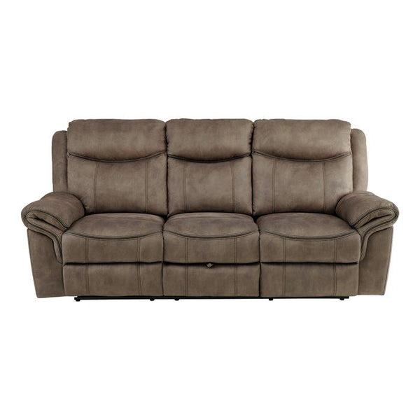 Homelegance Furniture Aram Double Glider Reclining Sofa in Dark Brown 8206NF-3 image