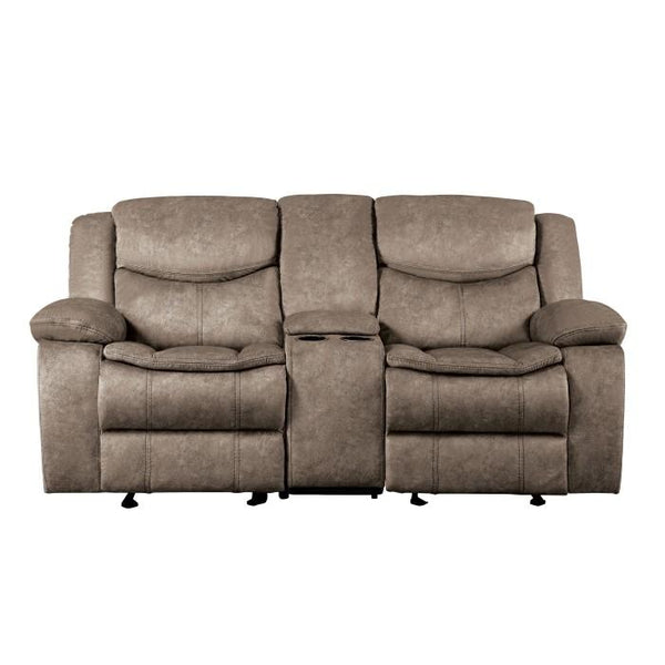 Homelegance Furniture Bastrop Double Glider Reclining Loveseat in Brown 8230FBR-2 image