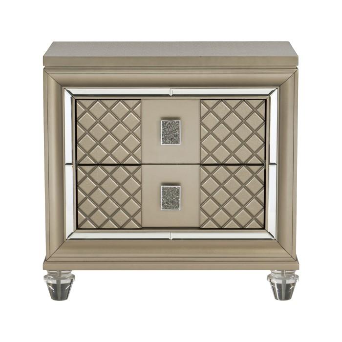 Homelegance Furniture Loudon 2 Drawer Nightstand in Champagne Metallic 1515-4 image