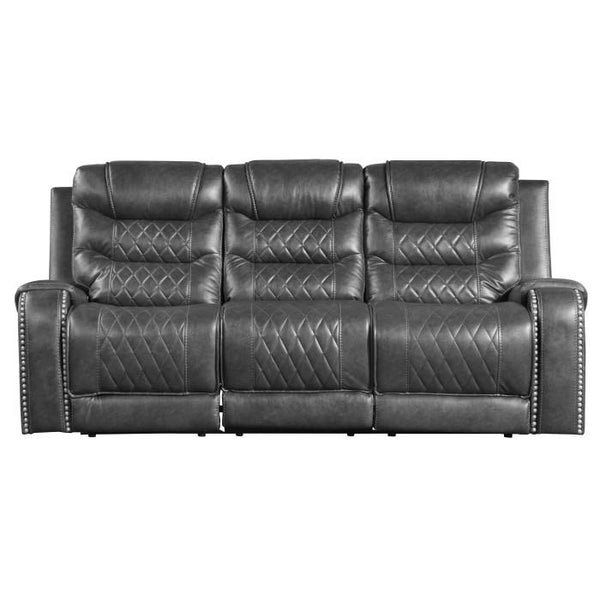 Homelegance Furniture Putnam Power Double Reclining Sofa with Drop-Down in Gray 9405GY-3PW image