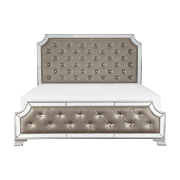 Homelegance Avondale Queen Upholstered Panel Bed in Silver 1646-1* image