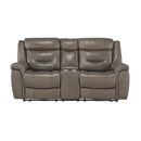 Danio Power Double Reclining Loveseat with Power Headrests in Brownish Gray 9528BRG-2PWH