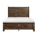Jerrick Queen Sleigh Platform Bed with Footboard Storage in Burnished Brown 1957-1* - Winder Mattress & Furniture