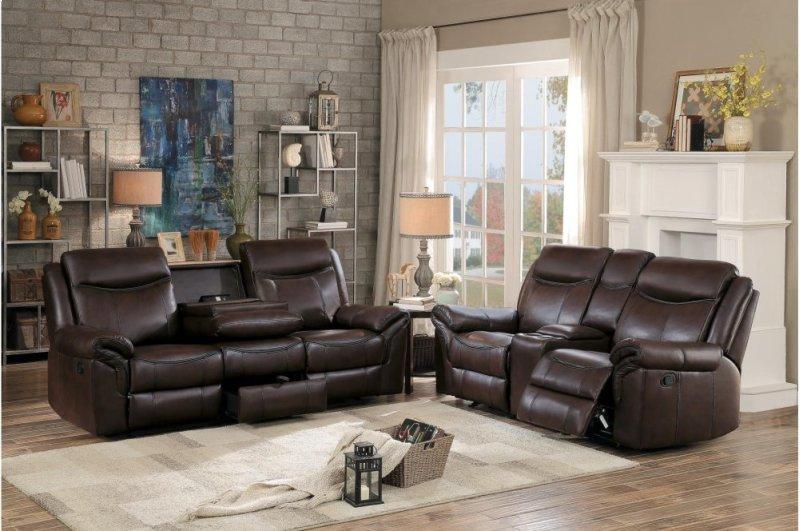 Aram Double Glider Reclining Loveseat in Brown 8206BRW-2