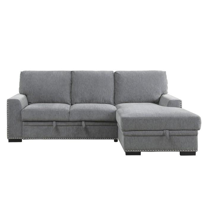 Morelia 2pc Sectional with Pull Out Bed and Right Chaise in Dark Gray 9468DG*2RC2L image