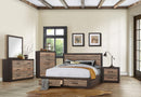 Miter King Platform Bed with Footboard Storage in Rustin Mahogany & Dark Ebony 1762K-1EK* - Winder Mattress & Furniture