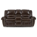 Center Hill Double Glider Reclining Loveseat w/ Center Console in Dark Brown 9668BRW-2