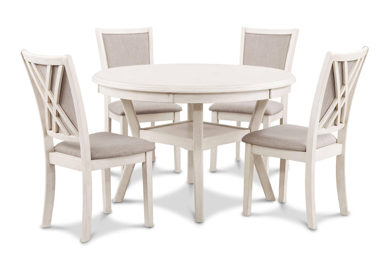 AMY 5PC ROUND DINING SET- BISQUE - Winder Mattress & Furniture