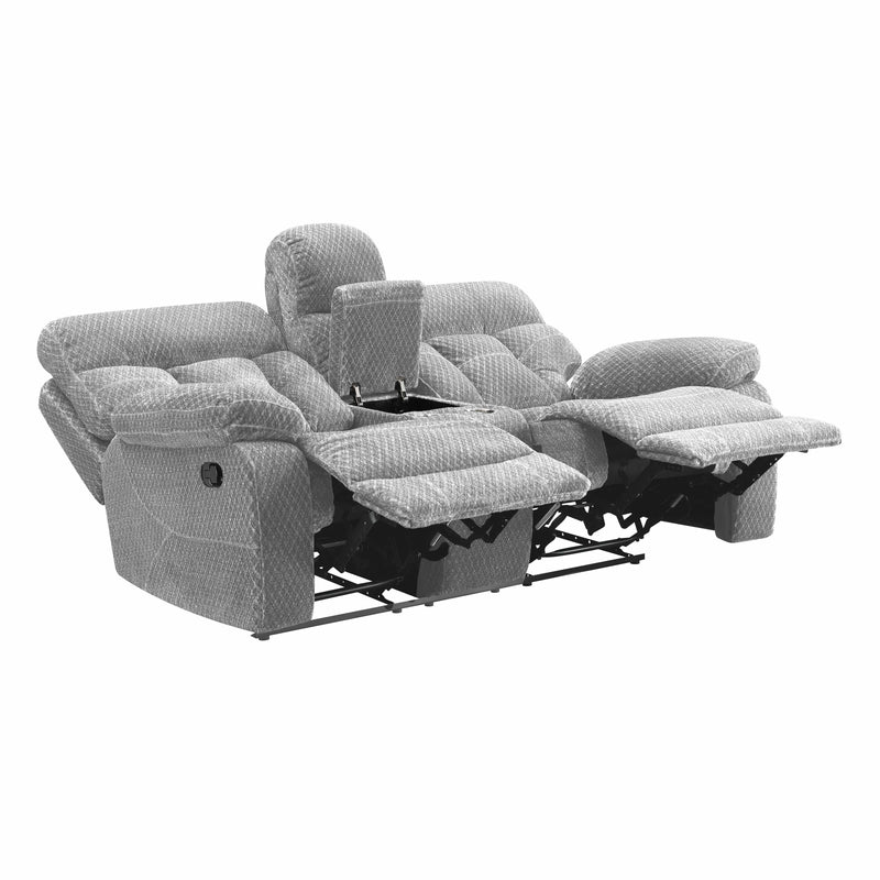 BRAVO CONSOLE LOVESEAT W/ DUAL RECLINERS-STONE - Winder Mattress & Furniture