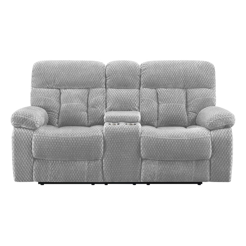 BRAVO CONSOLE LOVESEAT W/ DUAL RECLINERS-STONE - Winder Mattress & Furniture