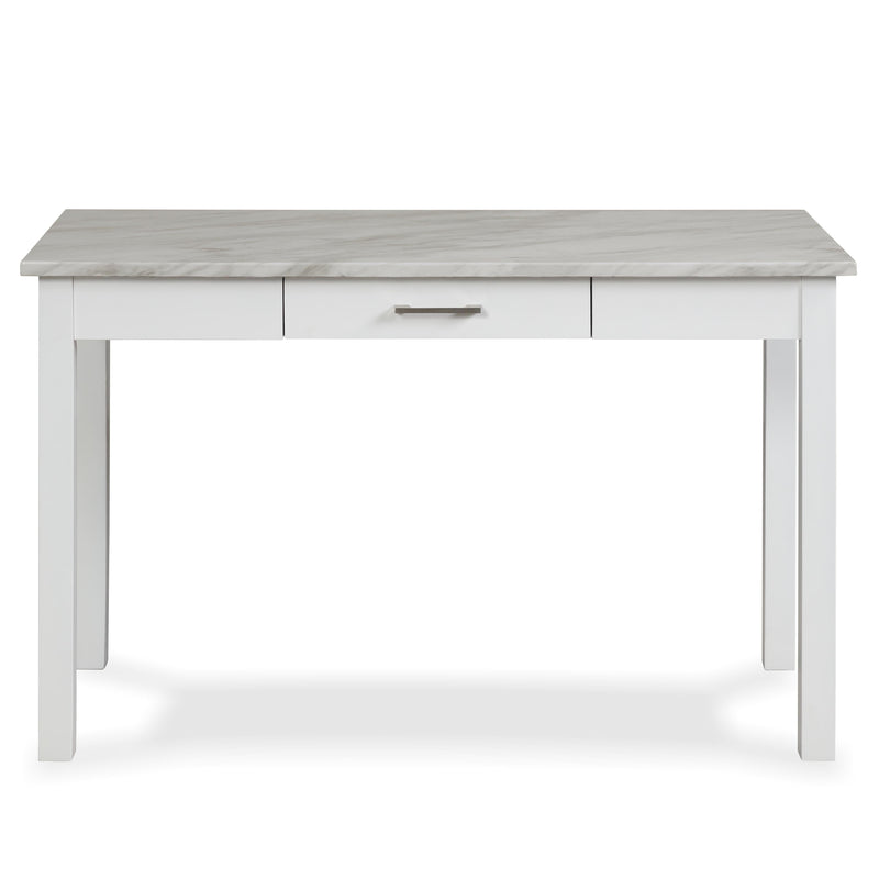 CELESTE DESK W/WHITE/GRAY FAUX MARBLE TOP-WHITE  BASE - Winder Mattress & Furniture