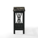 EDEN CHAIRSIDE TABLE-BLACK W/FAUX MARBLE TOP - Winder Mattress & Furniture