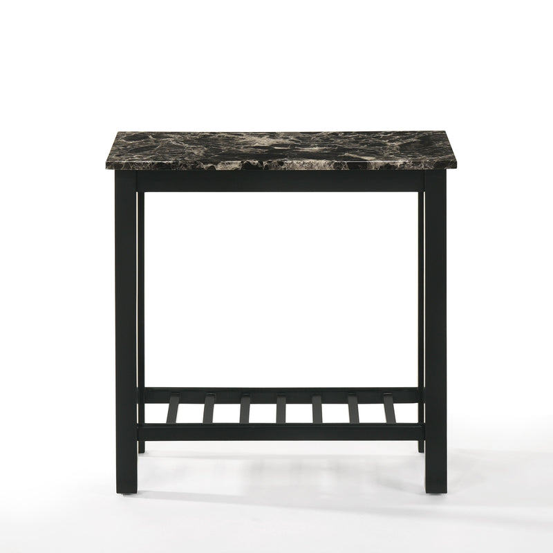 EDEN CHAIRSIDE TABLE-BLACK W/FAUX MARBLE TOP - Winder Mattress & Furniture