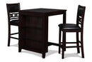 GIA 30" COUNTER TABLE W/2 CHAIRS & STG SHELF-EBONY - Winder Mattress & Furniture