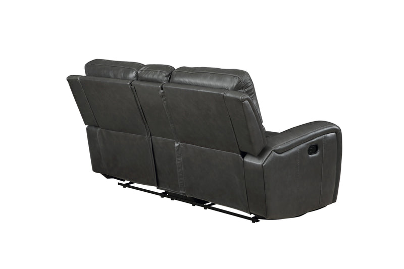 LINTON LEATHER CONSOLE LOVESEAT W/ PWR FR-GRAY - Winder Mattress & Furniture