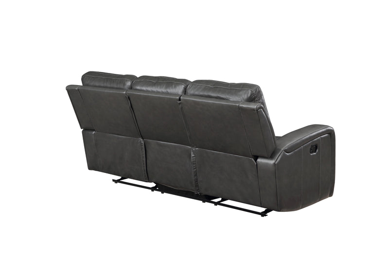 LINTON LEATHER SOFA W/DUAL RECLINER-GRAY - Winder Mattress & Furniture