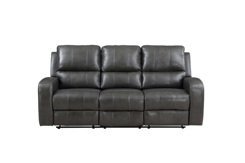 LINTON LEATHER SOFA W/DUAL RECLINER-GRAY - Winder Mattress & Furniture
