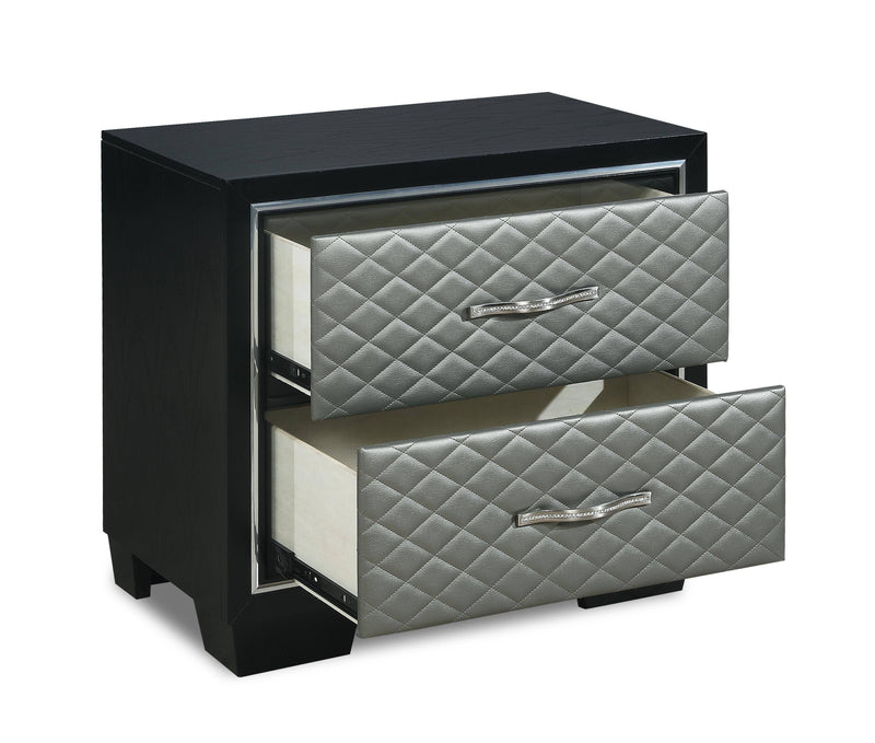 LUXOR NIGHTSTAND-BLACK/SILVER - Winder Mattress & Furniture