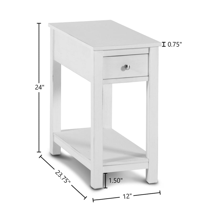 NOAH END TABLE WITH DRAWER-WHITE - Winder Mattress & Furniture