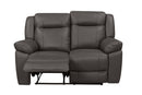 TAGGART LEATHER LOVESEAT W/ DUAL RECLINERS-GRAY - Winder Mattress & Furniture