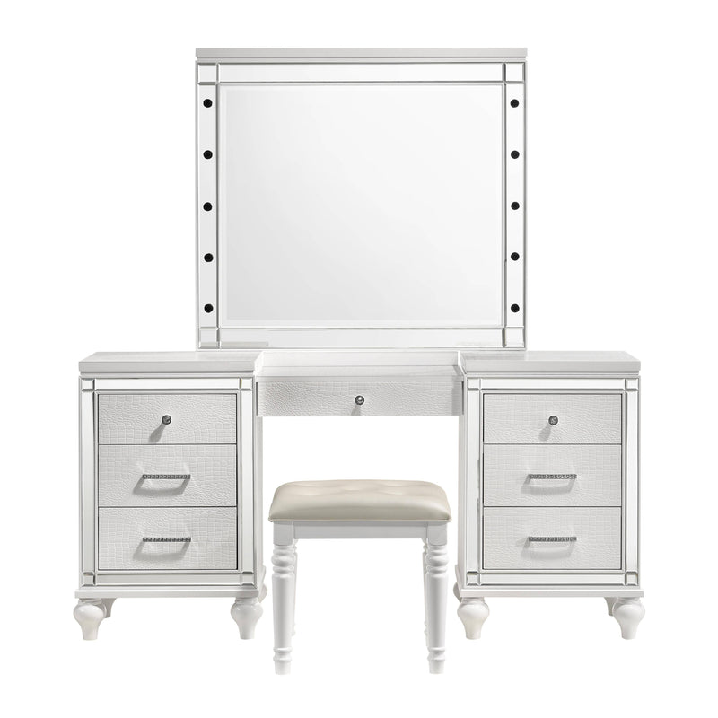 VALENTINO VANITY TABLE STOOL-WHITE - Winder Mattress & Furniture