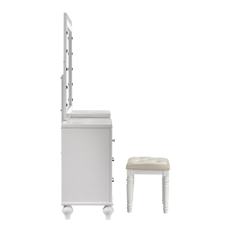 VALENTINO VANITY TABLE STOOL-WHITE - Winder Mattress & Furniture