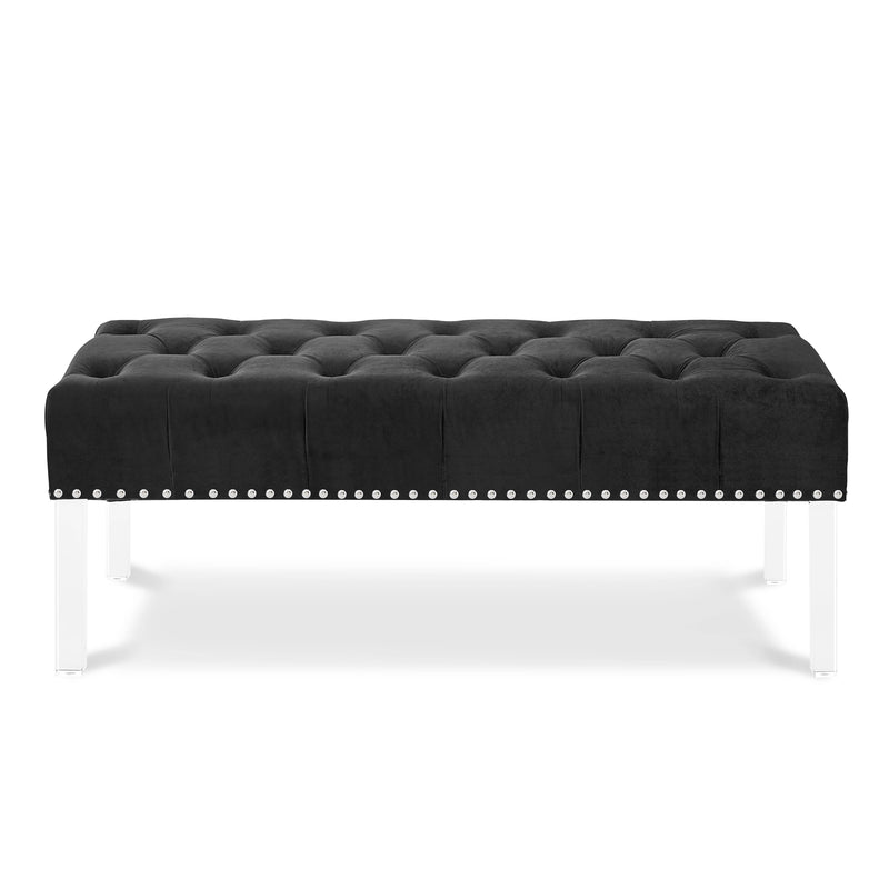 VIVIAN BLACK VELVET BENCH WITH CRYSTAL BUTTONS - Winder Mattress & Furniture